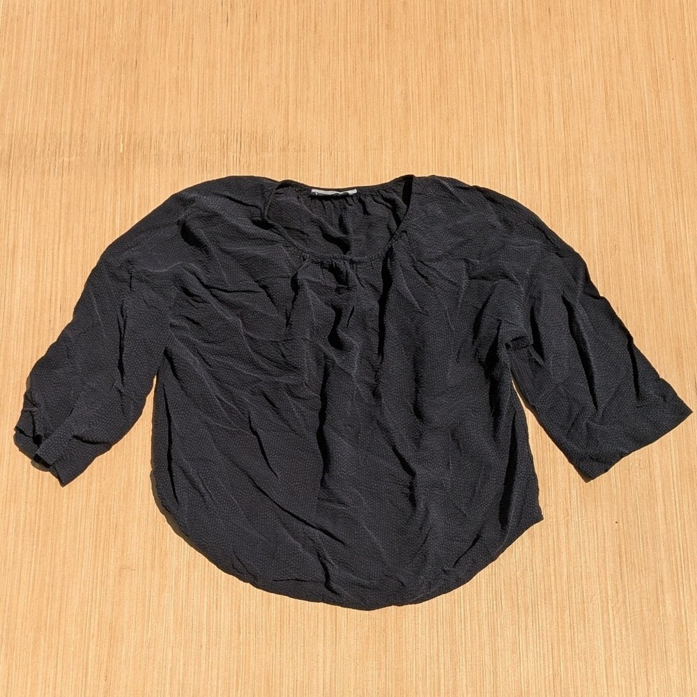 Everlane Blouse Oversized Black Textured‎ Minimalist Casual Basic Top Women's 0